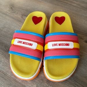 Love Moschino Women's Yellow and Pink Sandals